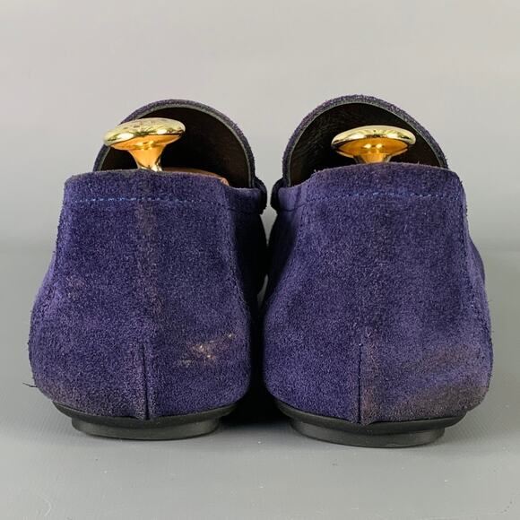 VERSACE Size 8 -Bluette Oro- Purple Textured Suede Drivers Loafers main image 13